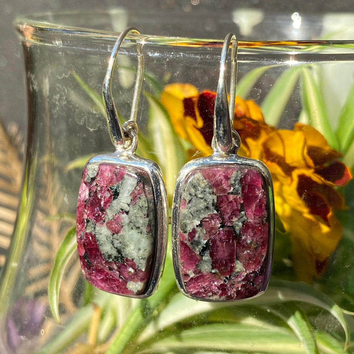 Eudialyte rectangle earrings PEGJ35