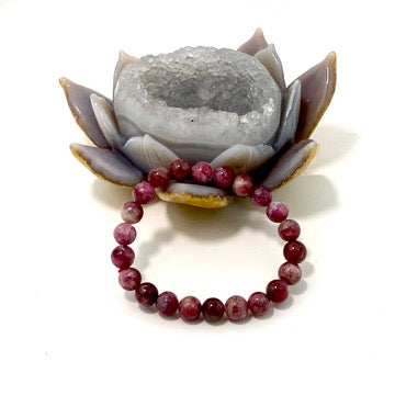 Pink Tourmaline in Quartz Bracelet