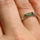 Emerald & Chrome Diopside in 925 silver with 18ct Gold plate Size 7.5 GRA919