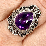 Boho Style Amethyst teardrop ring s.8 KRGJ2773