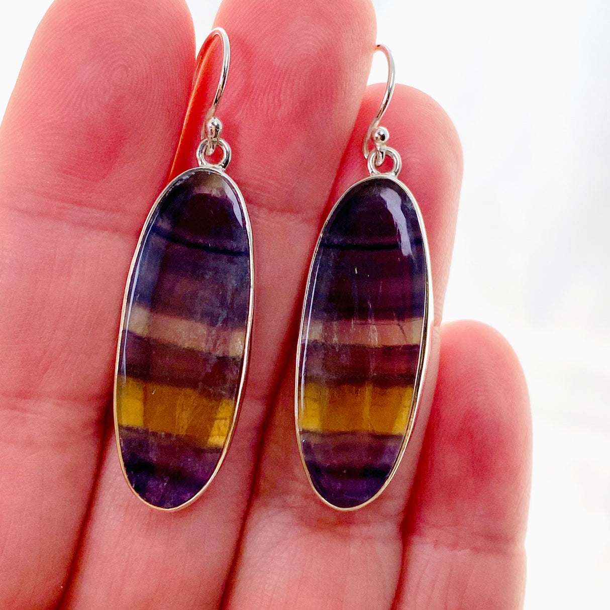 Fluorite Oval Cabochon Earrings KEGJ1558