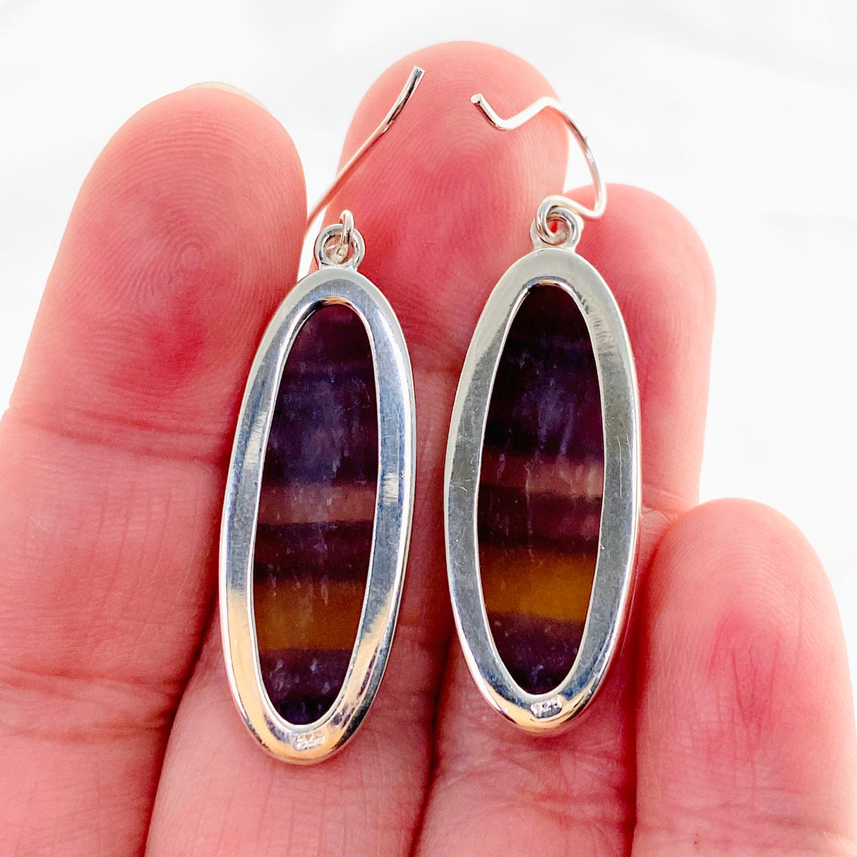 Fluorite Oval Cabochon Earrings KEGJ1558