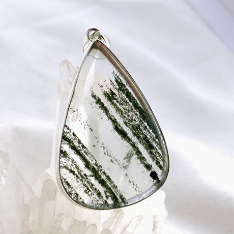 Lodolite (Garden Quartz) Teardrop Cabochon Pendant KPGJ4723