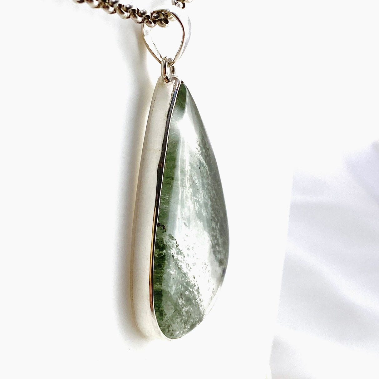 Lodolite (Garden Quartz) Teardrop Cabochon Pendant KPGJ4723