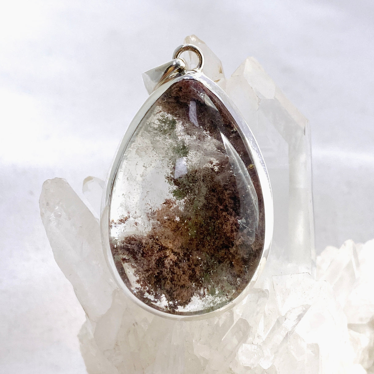 Lodolite (Garden Quartz) Teardrop Cabochon Pendant KPGJ4724