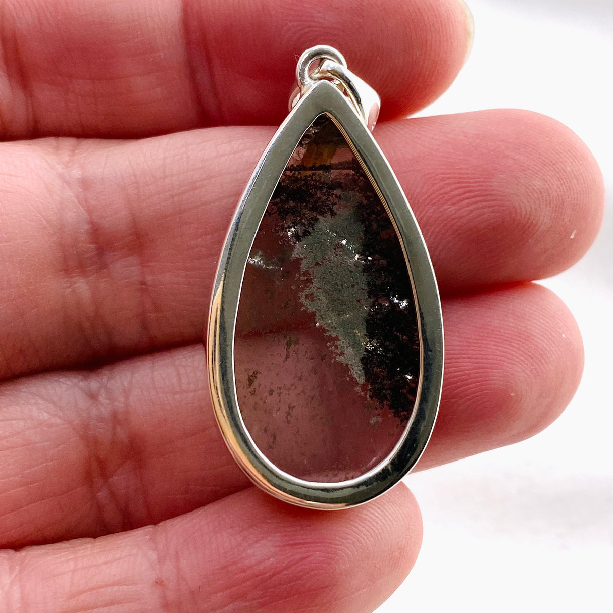 Lodolite (Garden Quartz) Teardrop Cabochon Pendant KPGJ4725