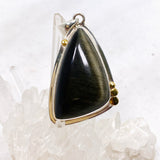 Goldsheen Obsidian Freeform Cabochon Pendant in a Decorative Setting KPGJ4762