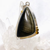 Goldsheen Obsidian Freeform Cabochon Pendant in a Decorative Setting KPGJ4762