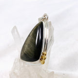 Goldsheen Obsidian Freeform Cabochon Pendant in a Decorative Setting KPGJ4762