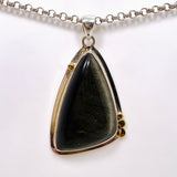 Goldsheen Obsidian Freeform Cabochon Pendant in a Decorative Setting KPGJ4762