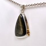 Goldsheen Obsidian Freeform Cabochon Pendant in a Decorative Setting KPGJ4762