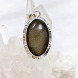 Goldsheen Obsidian Oval Cabochon Pendant in a Decorative Setting KPGJ4757