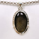 Goldsheen Obsidian Oval Cabochon Pendant in a Decorative Setting KPGJ4757