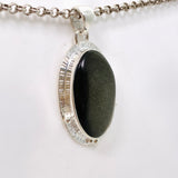 Goldsheen Obsidian Oval Cabochon Pendant in a Decorative Setting KPGJ4757