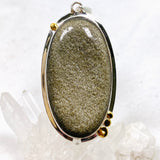 Goldsheen Obsidian Oval Cabochon Pendant in a Decorative Setting KPGJ4759