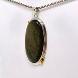 Goldsheen Obsidian Oval Cabochon Pendant in a Decorative Setting KPGJ4759