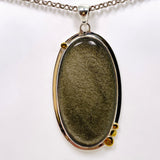 Goldsheen Obsidian Oval Cabochon Pendant in a Decorative Setting KPGJ4759