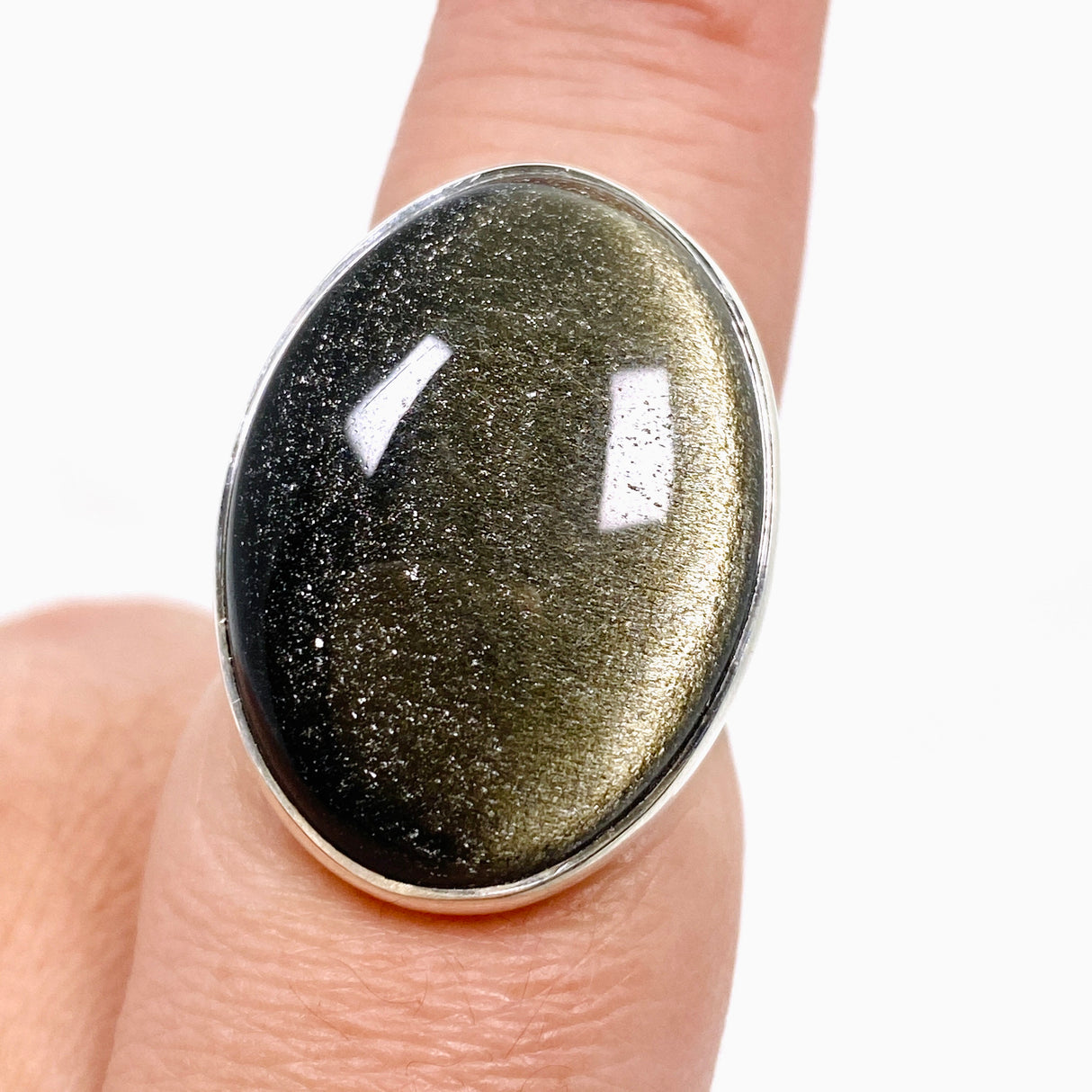 Goldsheen Obsidian Oval Cabochon Ring Size 9 KRGJ3342