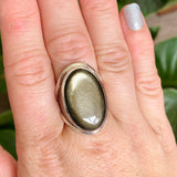 Goldsheen Obsidian Oval  Cabochon Split Band Ring Size 11 KRGJ3341