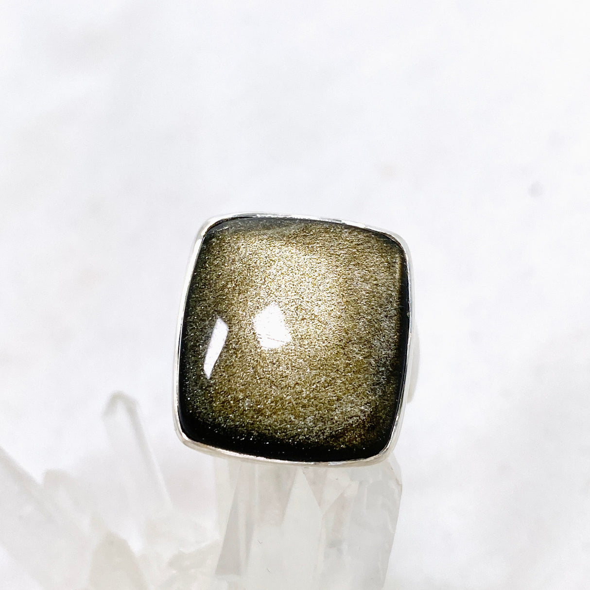 Goldsheen Obsidian Rectangular Cabochon Ring Size 8 KRGJ3346