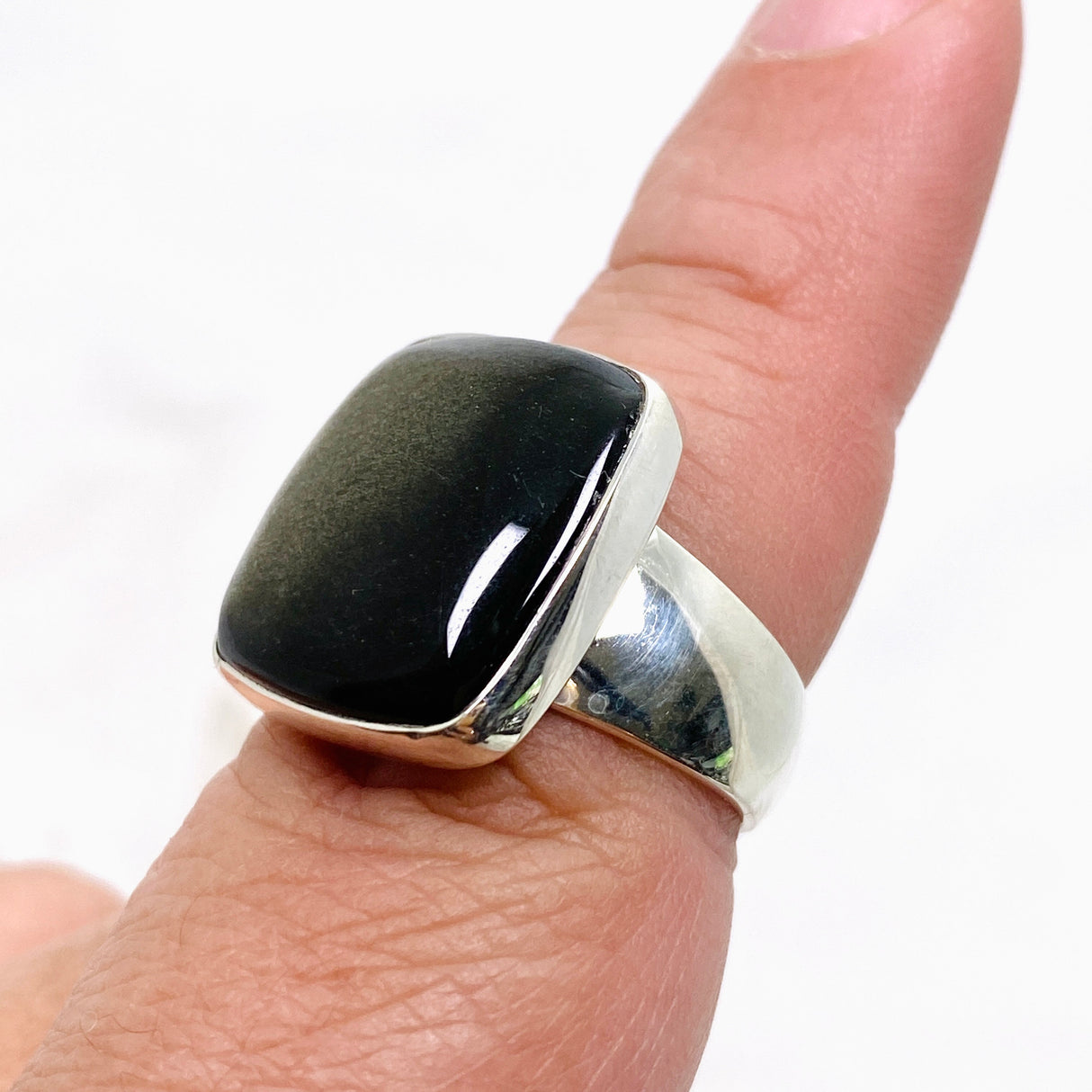 Goldsheen Obsidian Rectangular Cabochon Ring Size 8 KRGJ3346