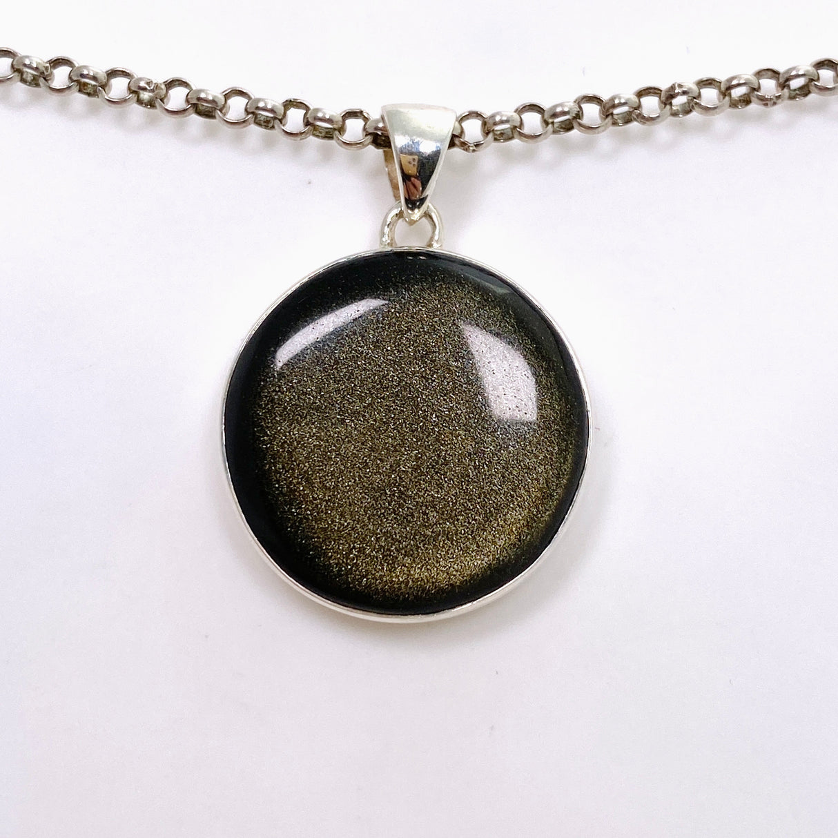 Goldsheen Obsidian Round Cabochon Pendant KPGJ4760