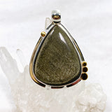 Goldsheen Obsidian Teardrop Cabochon Pendant in a Decorative Setting KPGJ4763