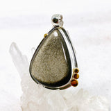 Goldsheen Obsidian Teardrop Cabochon Pendant in a Decorative Setting KPGJ4763