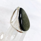 Goldsheen Obsidian Teardrop Cabochon Split Band Ring Size 9 KRGJ3344