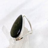 Goldsheen Obsidian Teardrop Cabochon Split Band Ring Size 9 KRGJ3344