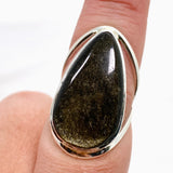 Goldsheen Obsidian Teardrop Cabochon Split Band Ring Size 9 KRGJ3344