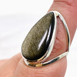 Goldsheen Obsidian Teardrop Cabochon Split Band Ring Size 9 KRGJ3344