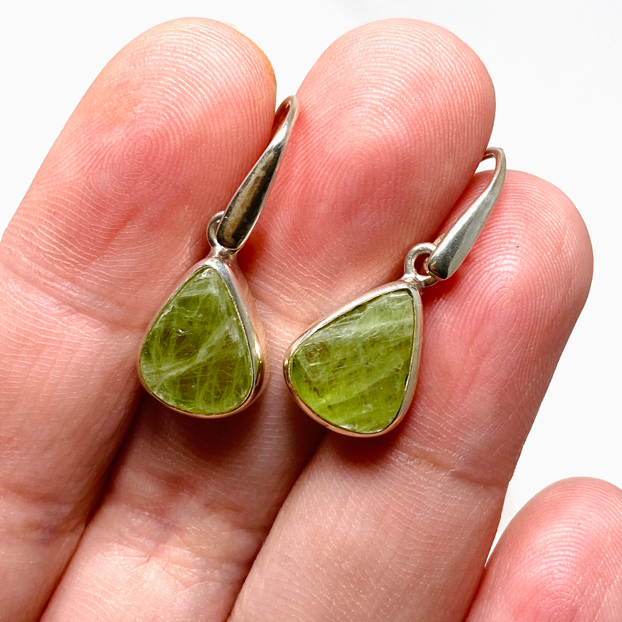 Green Kyanite Raw Teardrop Earrings PEGJ158