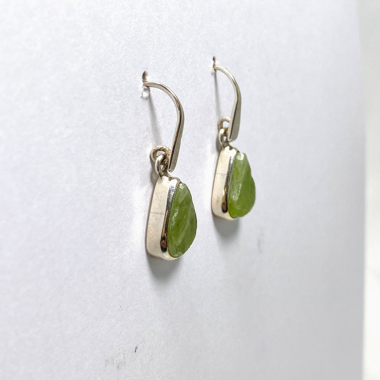 Green Kyanite Raw Teardrop Earrings PEGJ158