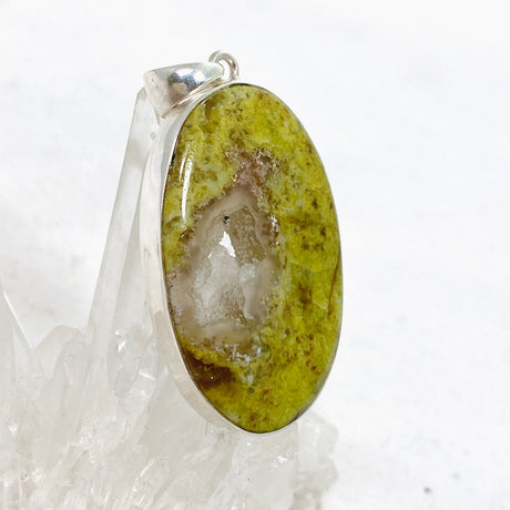 Green Opal (Madagascar) Druzy Oval Cabochon Pendant KPGJ4656