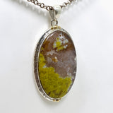 Green Opal (Madagascar) Druzy Oval Cabochon Pendant in a Decorative Setting KPGJ4661