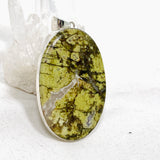 Green Opal (Madagascar) Druzy Oval Cabochon Pendant in a Hammered Setting KPGJ4655