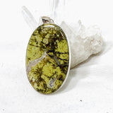 Green Opal (Madagascar) Druzy Oval Cabochon Pendant in a Hammered Setting KPGJ4655