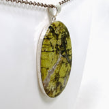 Green Opal (Madagascar) Druzy Oval Cabochon Pendant in a Hammered Setting KPGJ4655