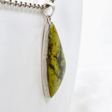 Green Opal (Madagascar) Freeform Cabochon Pendant in a Hammered Setting KPGJ4666