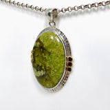 Green Opal (Madagascar) Oval Cabochon Pendant in a Decorative Setting KPGJ4662