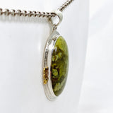 Green Opal (Madagascar) Oval Cabochon Pendant in a Decorative Setting KPGJ4662