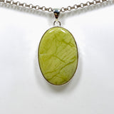 Green Opal (Madagascar) Oval Cabochon Pendant in a Hammered Setting KPGJ4653