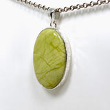 Green Opal (Madagascar) Oval Cabochon Pendant in a Hammered Setting KPGJ4653