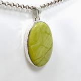 Green Opal (Madagascar) Oval Cabochon Pendant in a Hammered Setting KPGJ4653