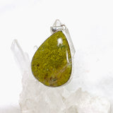 Green Opal (Madagascar) Teardrop Cabochon Pendant in a Hammered Setting KPGJ4665