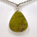 Green Opal (Madagascar) Teardrop Cabochon Pendant in a Hammered Setting KPGJ4665