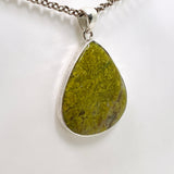 Green Opal (Madagascar) Teardrop Cabochon Pendant in a Hammered Setting KPGJ4665