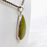 Green Opal (Madagascar) Teardrop Cabochon Pendant in a Hammered Setting KPGJ4665