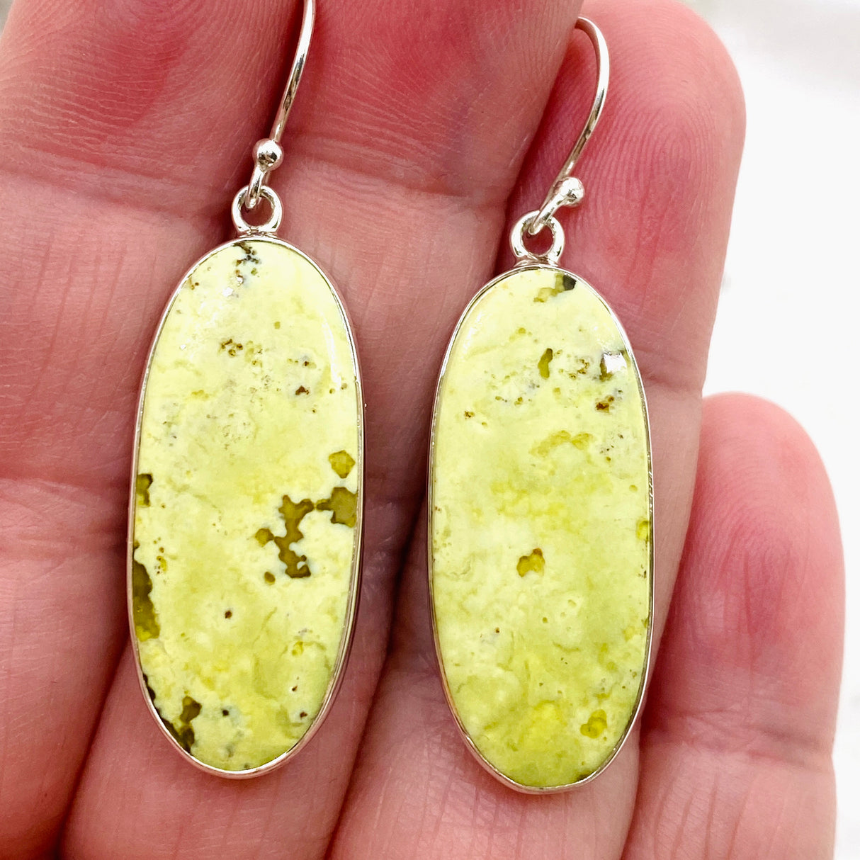 Green Opal Oval Cabochon Earrings KEGJ1538